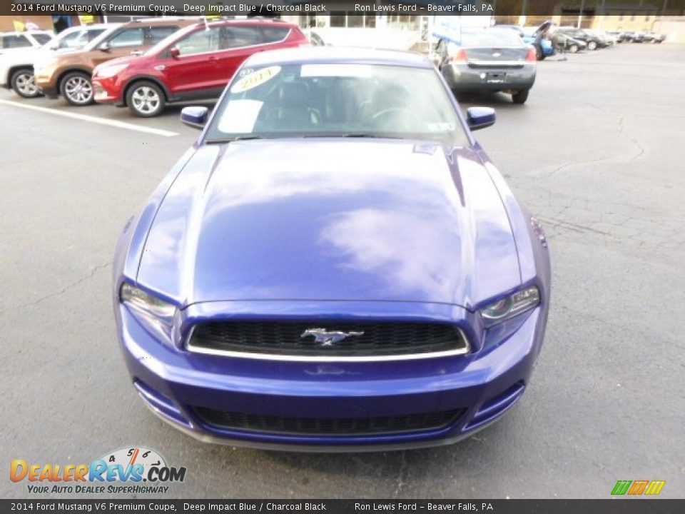 2014 Ford Mustang V6 Premium Coupe Deep Impact Blue / Charcoal Black Photo #3