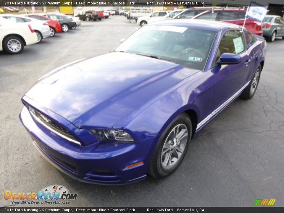 2014 Ford Mustang V6 Premium Coupe Deep Impact Blue / Charcoal Black Photo #4