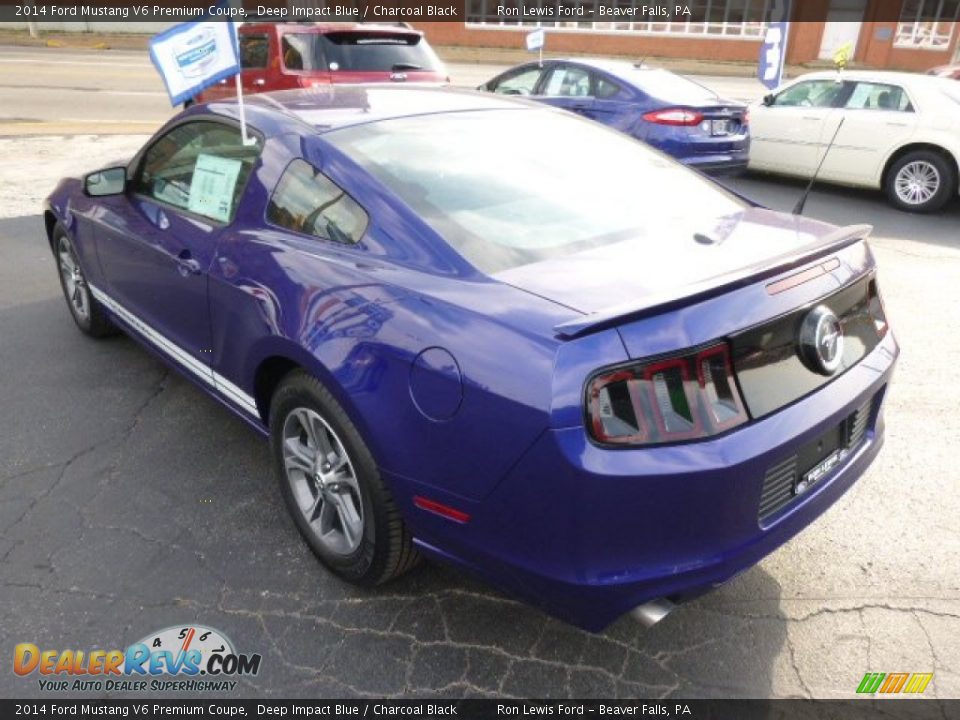 2014 Ford Mustang V6 Premium Coupe Deep Impact Blue / Charcoal Black Photo #6