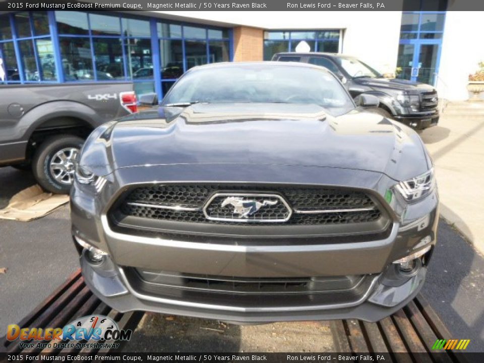 2015 Ford Mustang EcoBoost Premium Coupe Magnetic Metallic / 50 Years Raven Black Photo #3