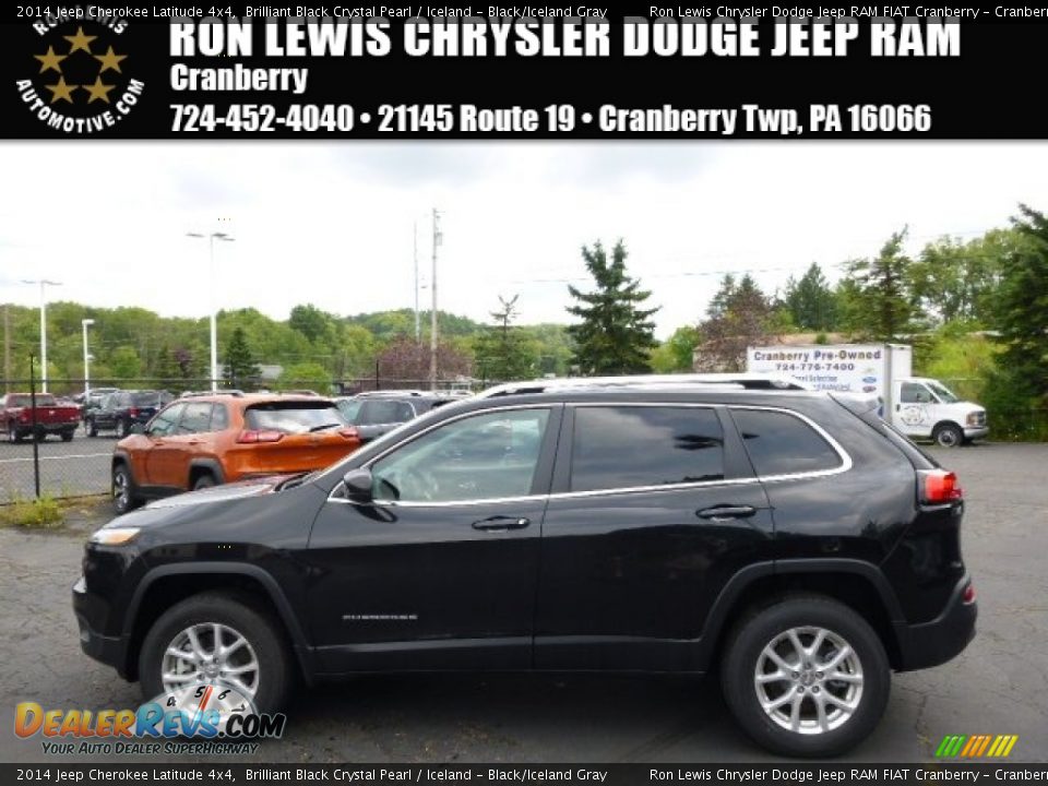 2014 Jeep Cherokee Latitude 4x4 Brilliant Black Crystal Pearl / Iceland - Black/Iceland Gray Photo #1