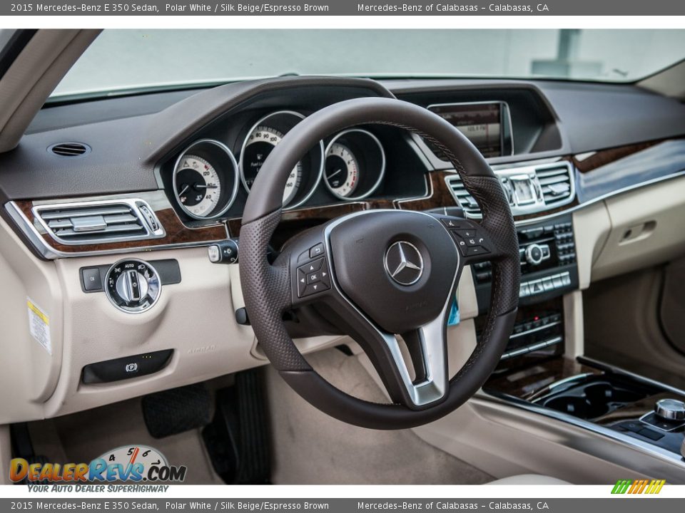 2015 Mercedes-Benz E 350 Sedan Polar White / Silk Beige/Espresso Brown Photo #5