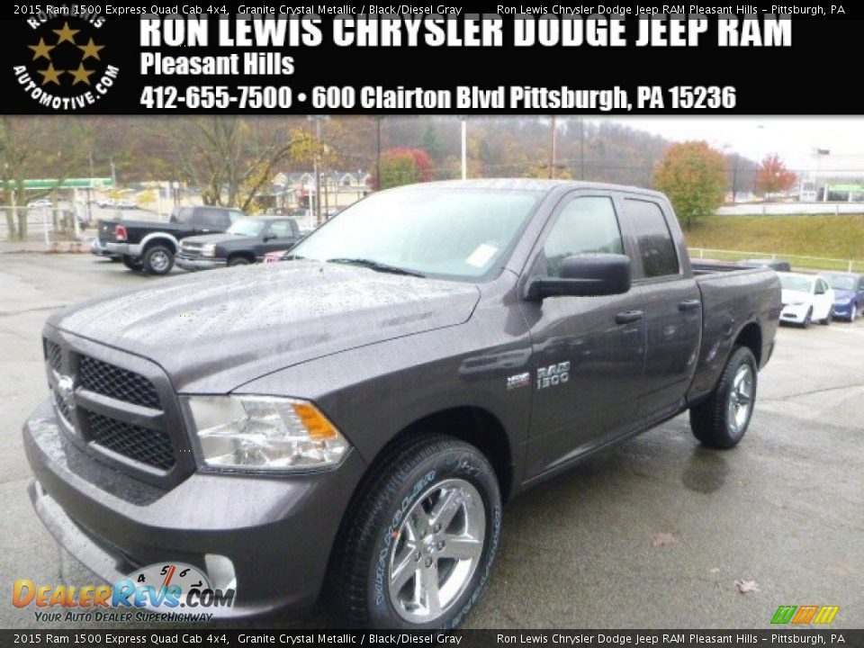 2015 Ram 1500 Express Quad Cab 4x4 Granite Crystal Metallic / Black/Diesel Gray Photo #1