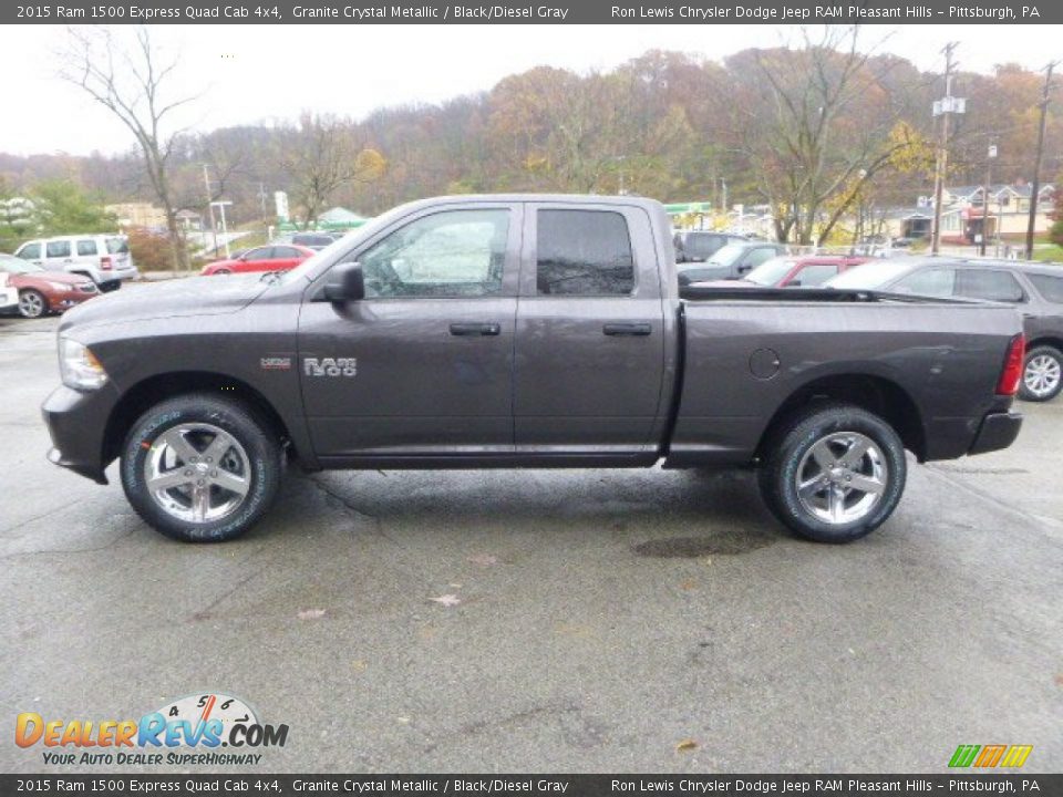 2015 Ram 1500 Express Quad Cab 4x4 Granite Crystal Metallic / Black/Diesel Gray Photo #2