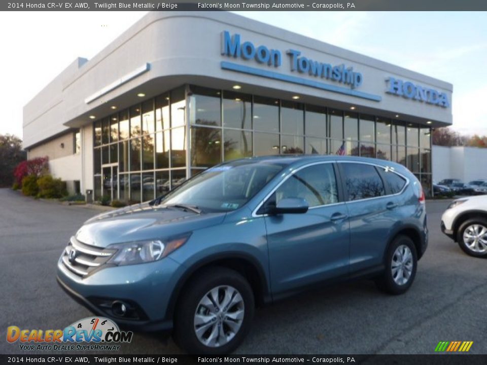 2014 Honda CR-V EX AWD Twilight Blue Metallic / Beige Photo #1