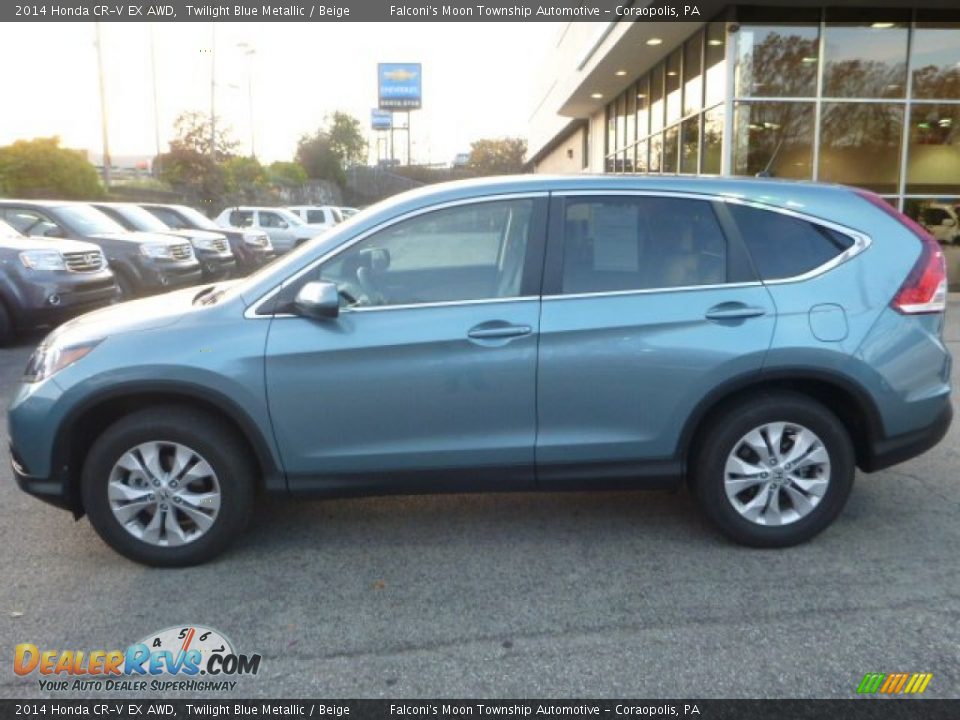 2014 Honda CR-V EX AWD Twilight Blue Metallic / Beige Photo #2