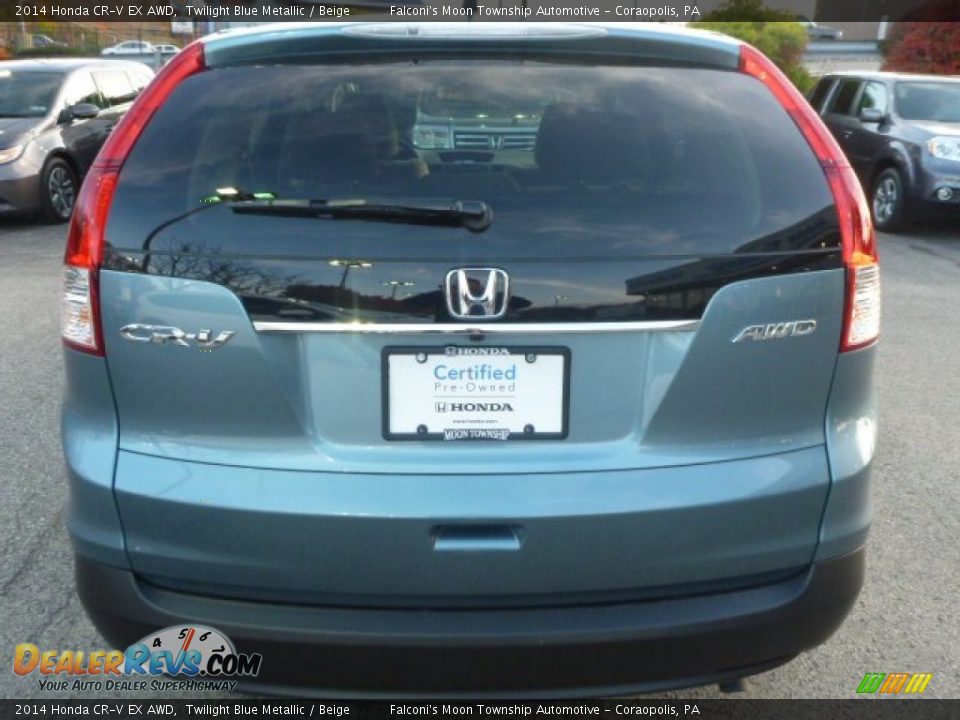 2014 Honda CR-V EX AWD Twilight Blue Metallic / Beige Photo #4