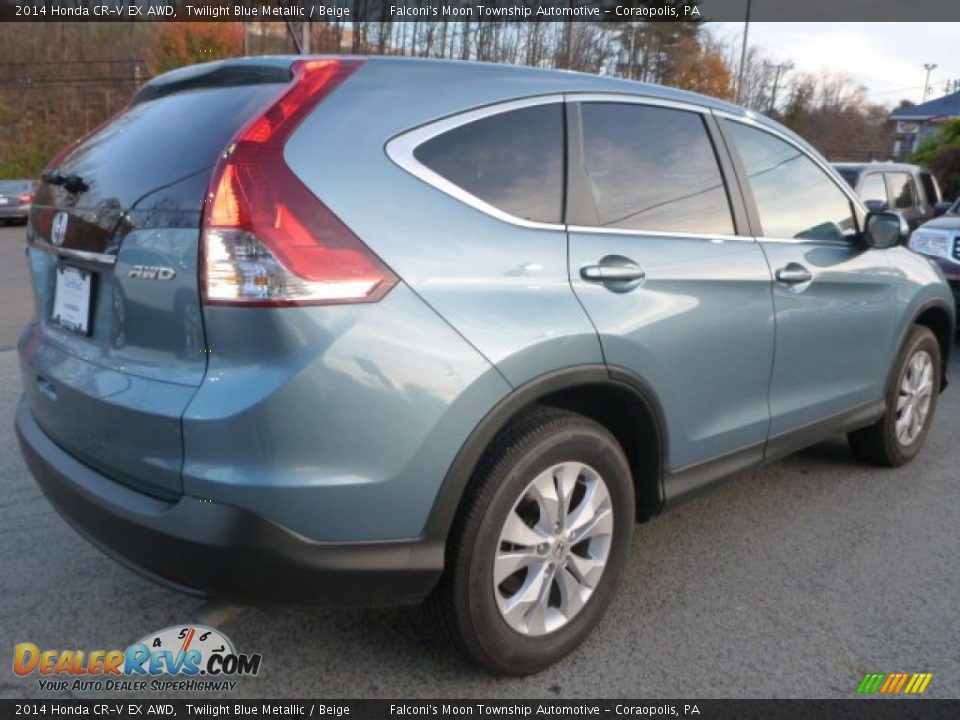 2014 Honda CR-V EX AWD Twilight Blue Metallic / Beige Photo #5