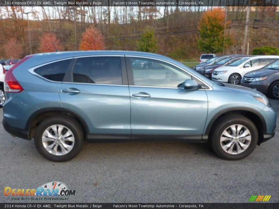 2014 Honda CR-V EX AWD Twilight Blue Metallic / Beige Photo #6