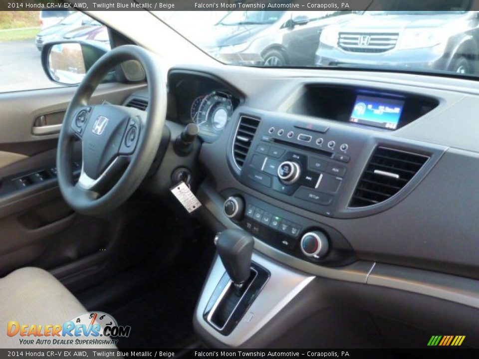 2014 Honda CR-V EX AWD Twilight Blue Metallic / Beige Photo #9