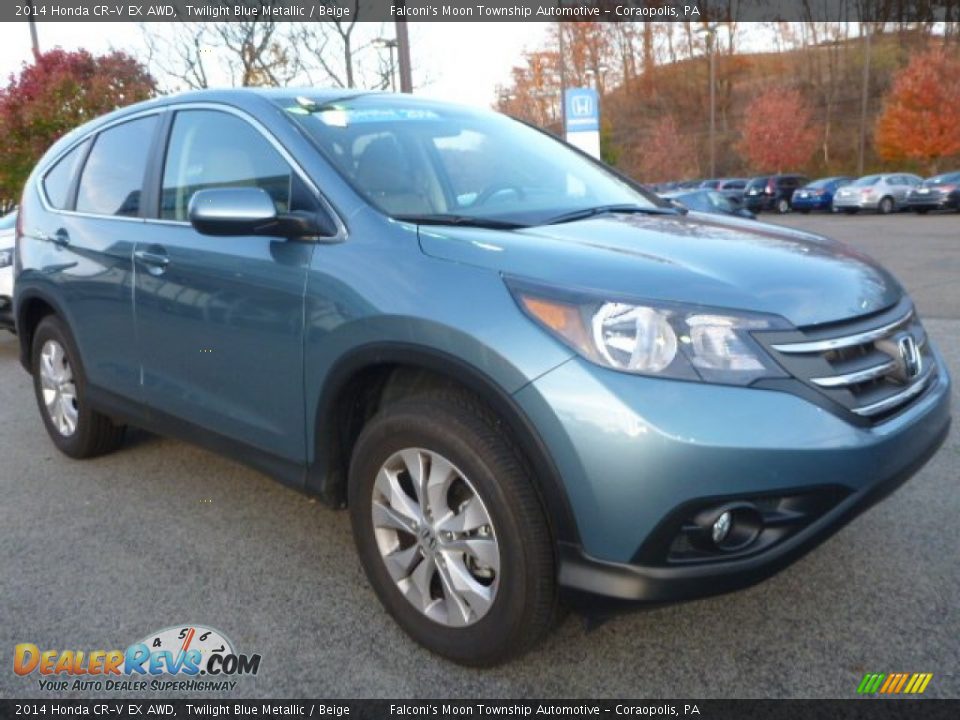 2014 Honda CR-V EX AWD Twilight Blue Metallic / Beige Photo #11