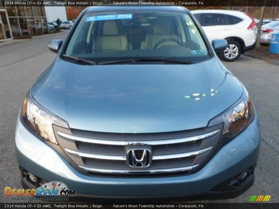 2014 Honda CR-V EX AWD Twilight Blue Metallic / Beige Photo #12