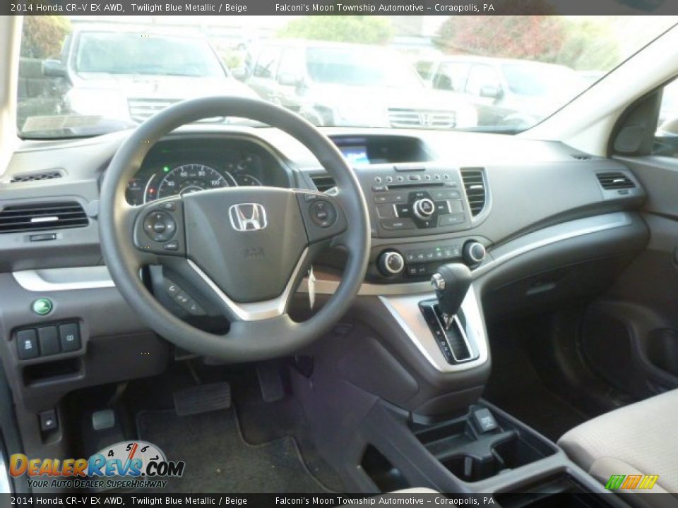2014 Honda CR-V EX AWD Twilight Blue Metallic / Beige Photo #16