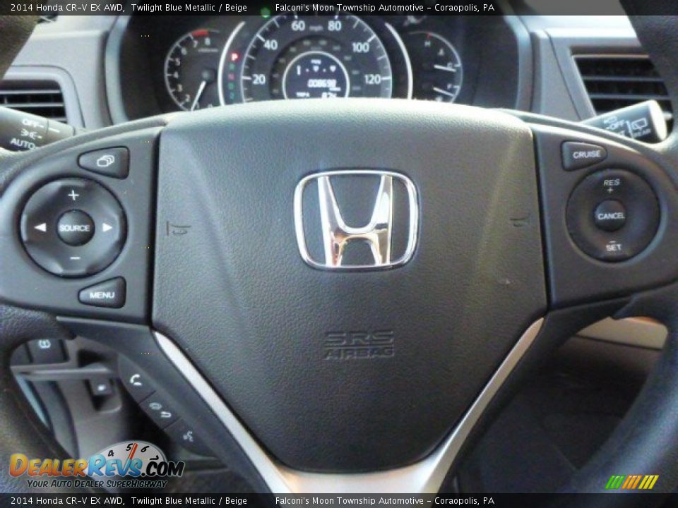 2014 Honda CR-V EX AWD Twilight Blue Metallic / Beige Photo #19