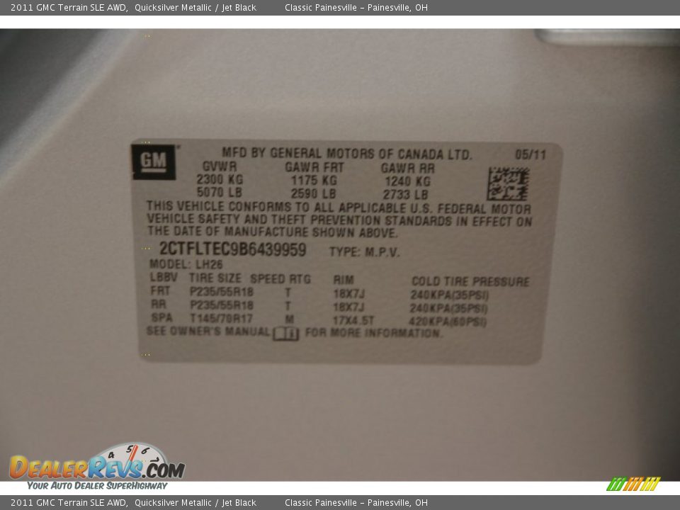 2011 GMC Terrain SLE AWD Quicksilver Metallic / Jet Black Photo #17