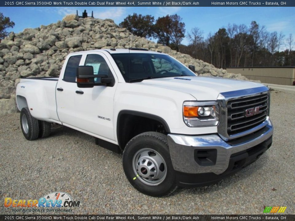 2015 GMC Sierra 3500HD Work Truck Double Cab Dual Rear Wheel 4x4 Summit White / Jet Black/Dark Ash Photo #1