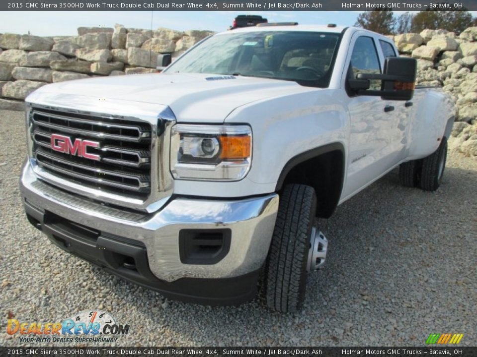 2015 GMC Sierra 3500HD Work Truck Double Cab Dual Rear Wheel 4x4 Summit White / Jet Black/Dark Ash Photo #2