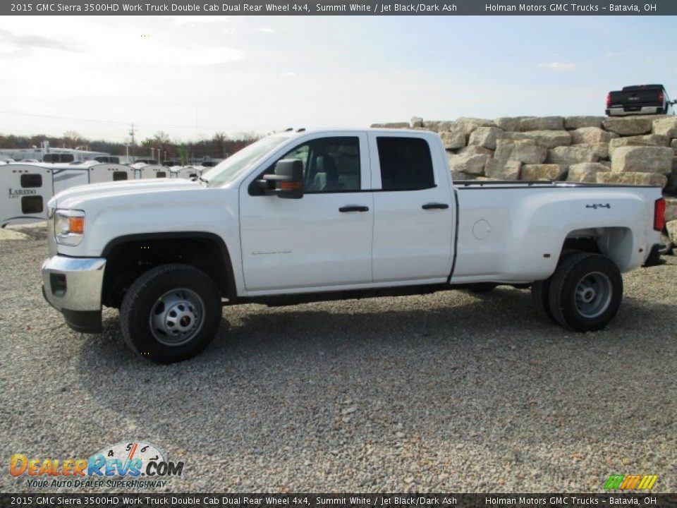 2015 GMC Sierra 3500HD Work Truck Double Cab Dual Rear Wheel 4x4 Summit White / Jet Black/Dark Ash Photo #3