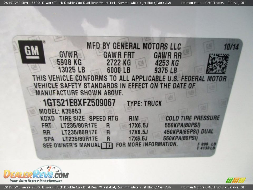 2015 GMC Sierra 3500HD Work Truck Double Cab Dual Rear Wheel 4x4 Summit White / Jet Black/Dark Ash Photo #7