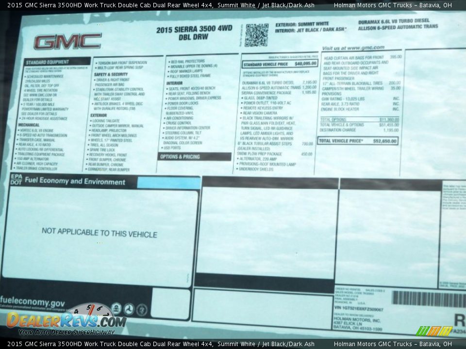 2015 GMC Sierra 3500HD Work Truck Double Cab Dual Rear Wheel 4x4 Summit White / Jet Black/Dark Ash Photo #29