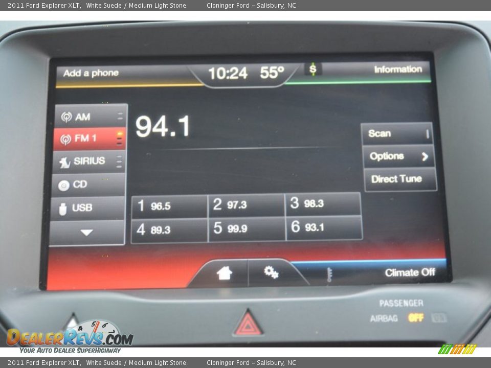 2011 Ford Explorer XLT White Suede / Medium Light Stone Photo #20