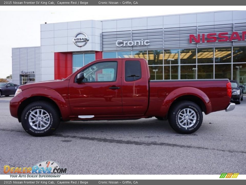 2015 Nissan Frontier SV King Cab Cayenne Red / Beige Photo #2