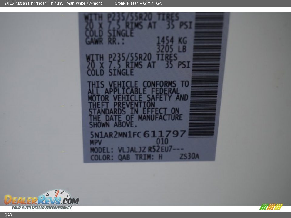 Nissan Color Code QAB Pearl White