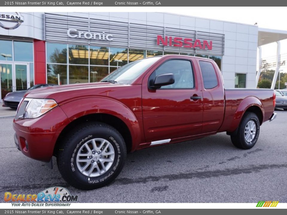 2015 Nissan Frontier SV King Cab Cayenne Red / Beige Photo #1