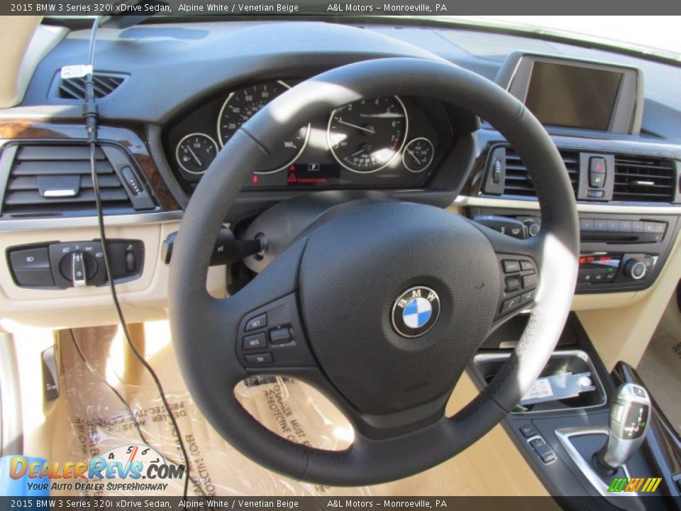 2015 BMW 3 Series 320i xDrive Sedan Alpine White / Venetian Beige Photo #15