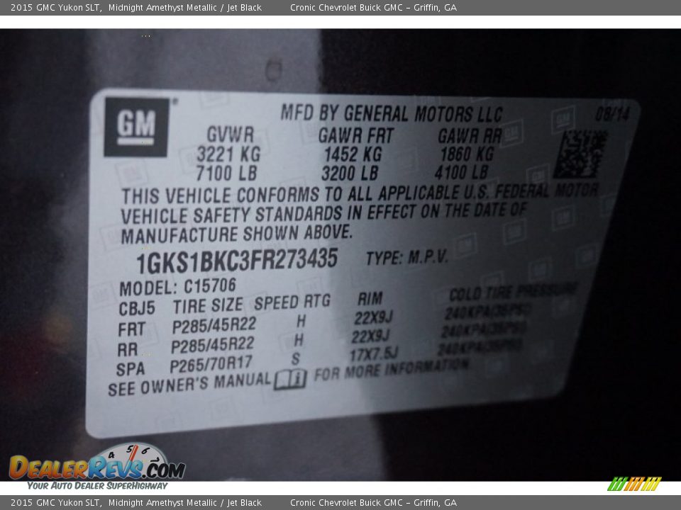 2015 GMC Yukon SLT Midnight Amethyst Metallic / Jet Black Photo #17