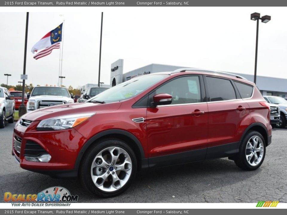2015 Ford Escape Titanium Ruby Red Metallic / Medium Light Stone Photo #3