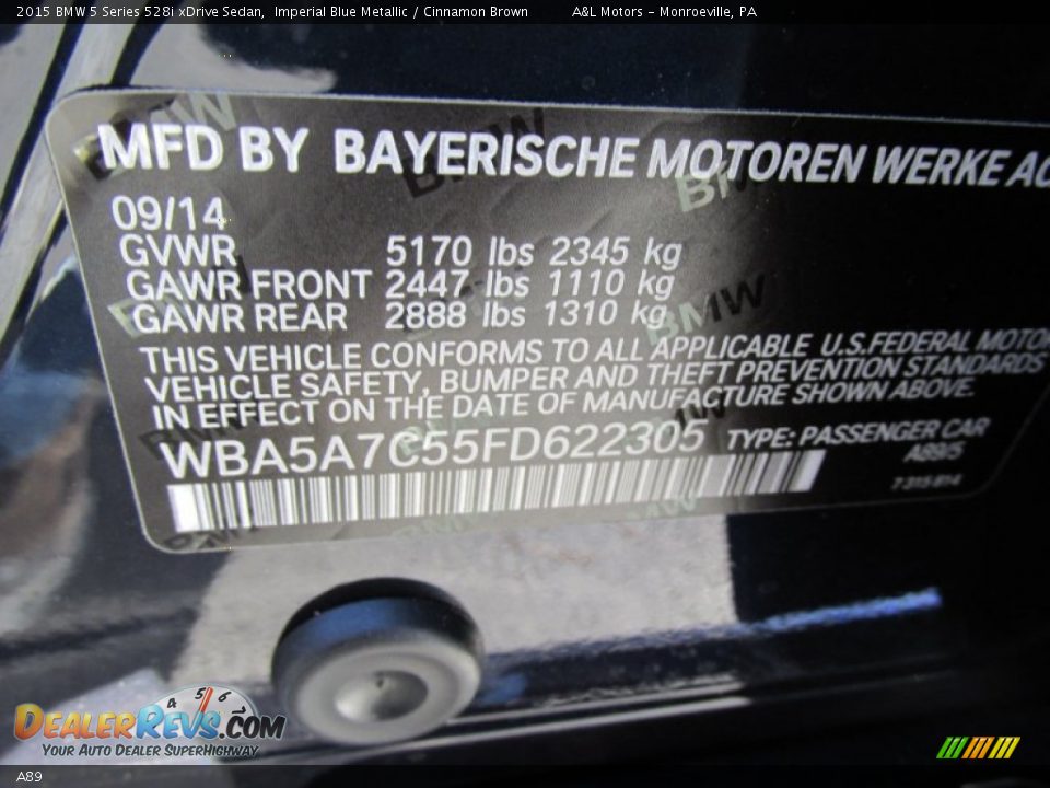 BMW Color Code A89 Imperial Blue Metallic