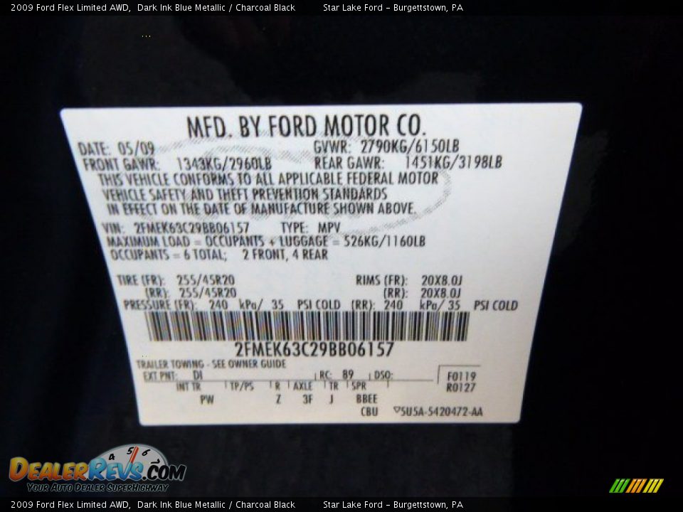 2009 Ford Flex Limited AWD Dark Ink Blue Metallic / Charcoal Black Photo #20