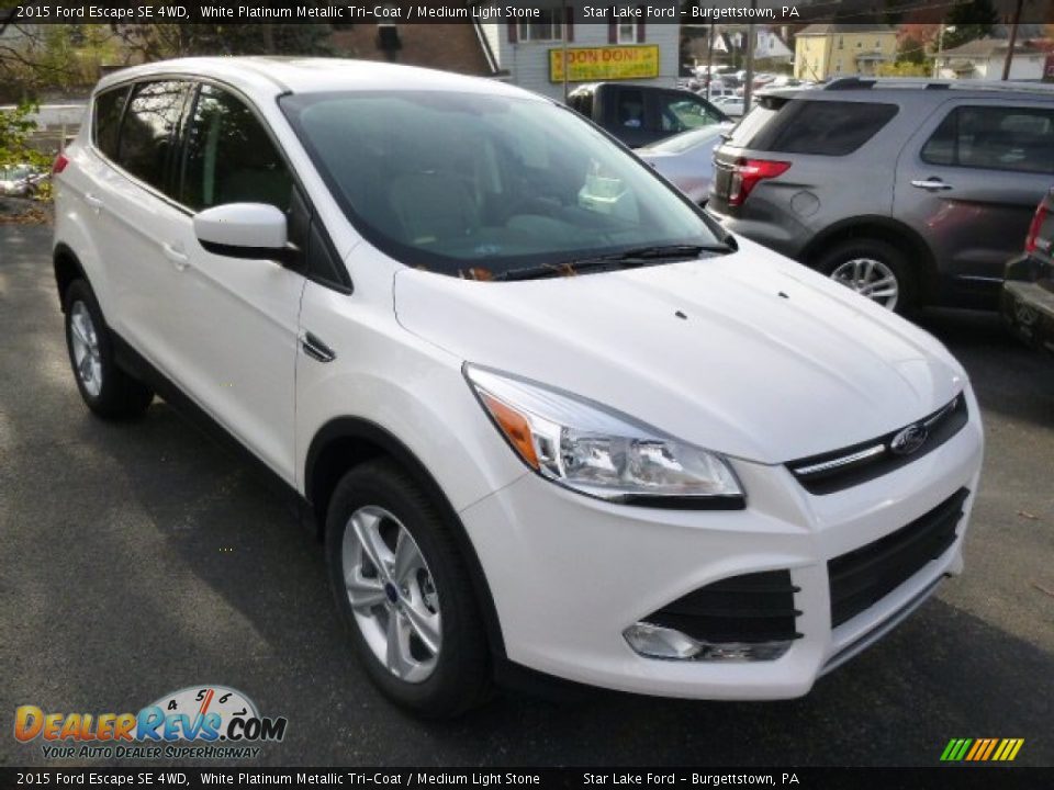 2015 Ford Escape SE 4WD White Platinum Metallic Tri-Coat / Medium Light Stone Photo #3