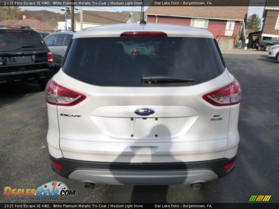 2015 Ford Escape SE 4WD White Platinum Metallic Tri-Coat / Medium Light Stone Photo #6
