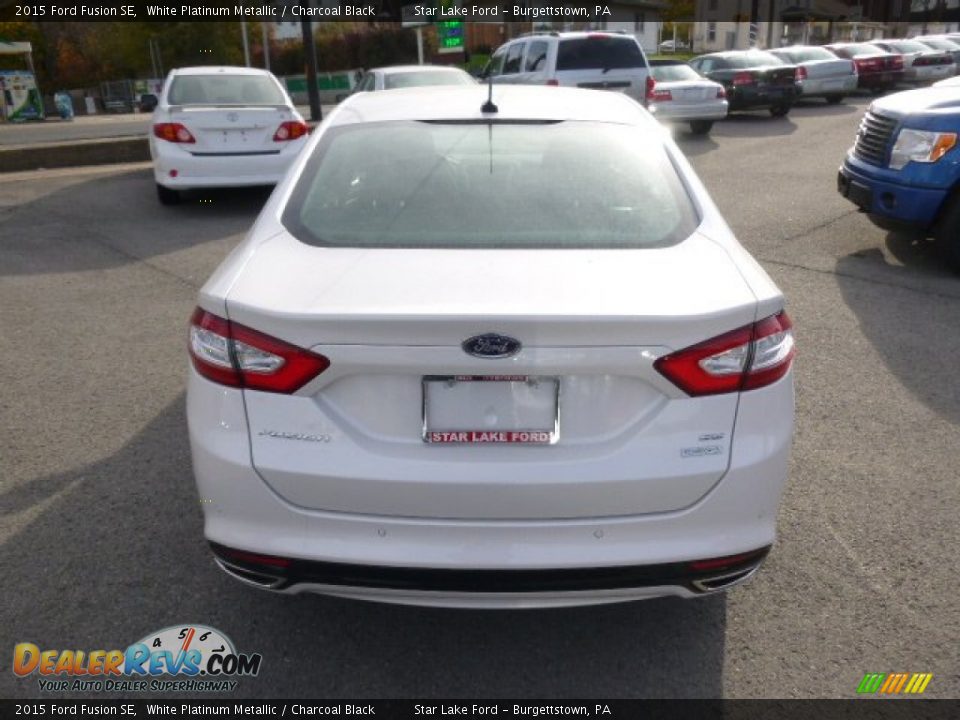 2015 Ford Fusion SE White Platinum Metallic / Charcoal Black Photo #6