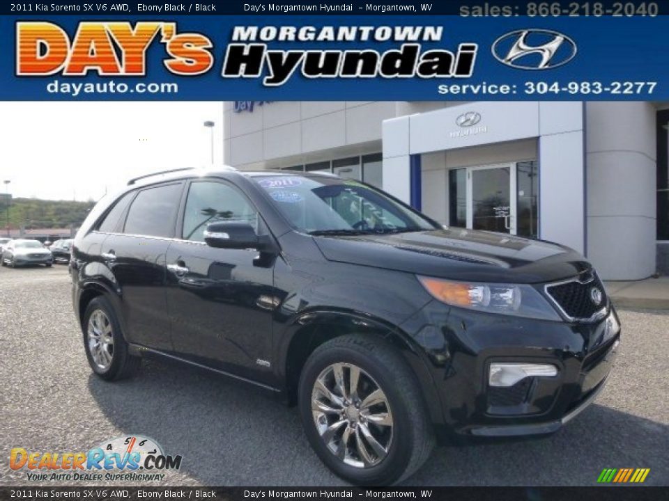 2011 Kia Sorento SX V6 AWD Ebony Black / Black Photo #1