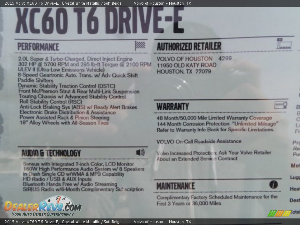 2015 Volvo XC60 T6 Drive-E Crystal White Metallic / Soft Beige Photo #33