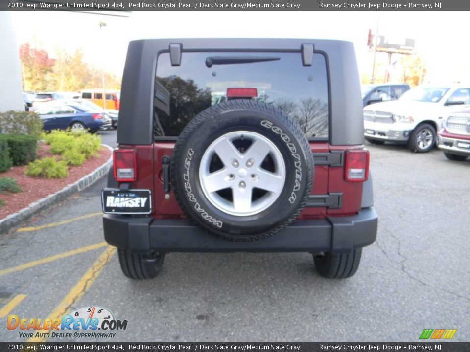 2010 Jeep Wrangler Unlimited Sport 4x4 Red Rock Crystal Pearl / Dark Slate Gray/Medium Slate Gray Photo #7