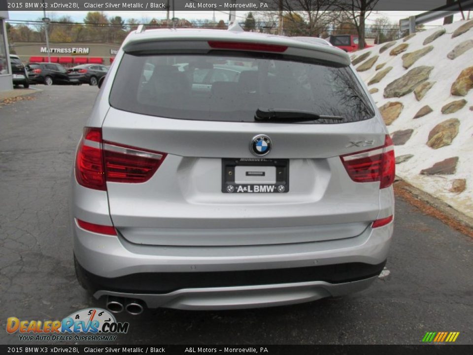 2015 BMW X3 xDrive28i Glacier Silver Metallic / Black Photo #6