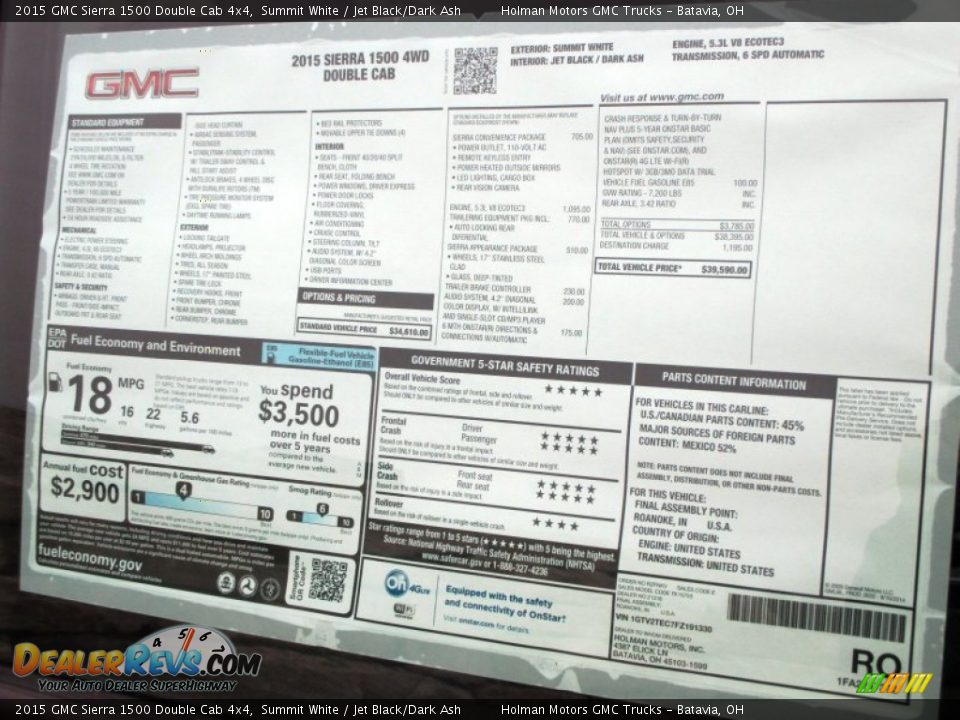 2015 GMC Sierra 1500 Double Cab 4x4 Summit White / Jet Black/Dark Ash Photo #25