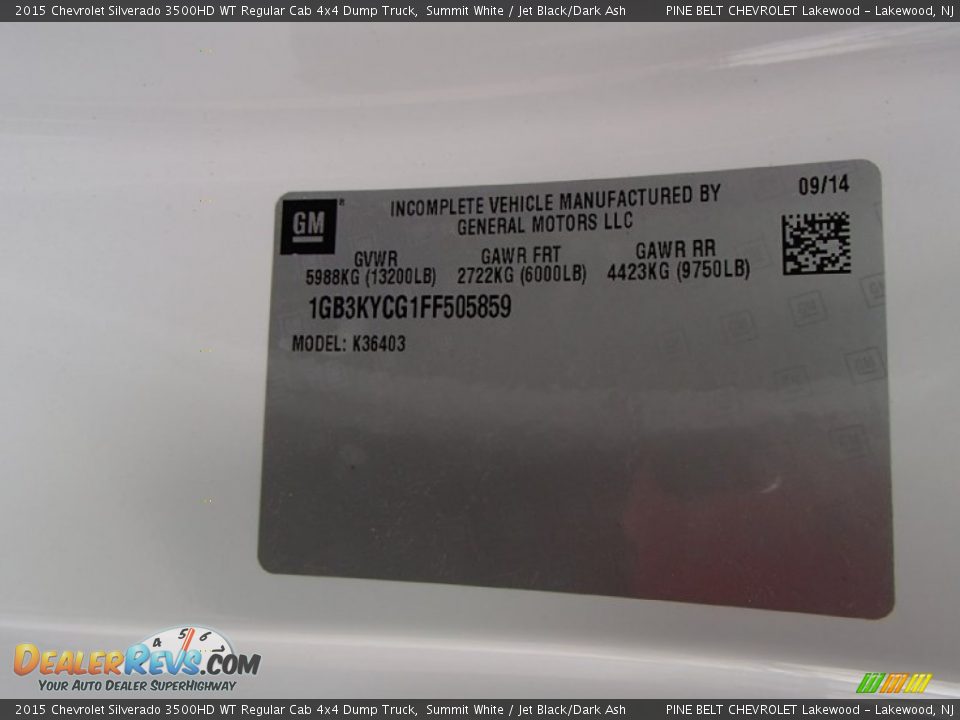 2015 Chevrolet Silverado 3500HD WT Regular Cab 4x4 Dump Truck Summit White / Jet Black/Dark Ash Photo #21