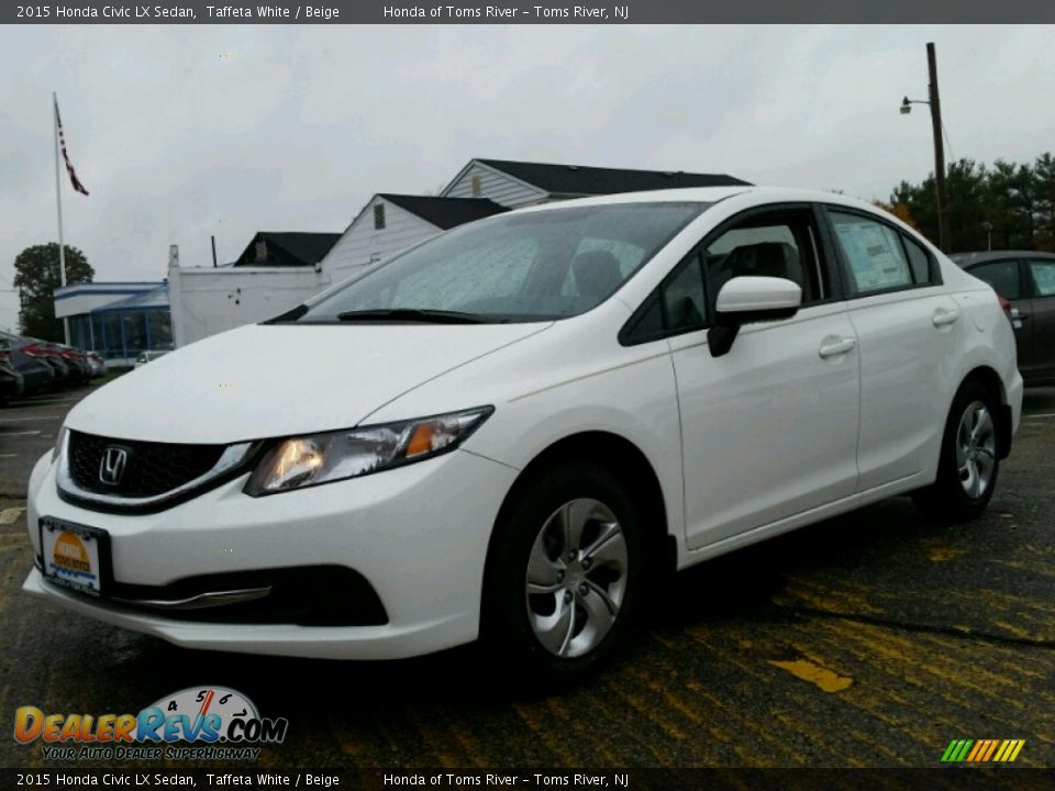 2015 Honda Civic LX Sedan Taffeta White / Beige Photo #1