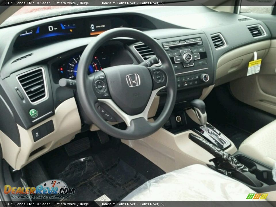 2015 Honda Civic LX Sedan Taffeta White / Beige Photo #3