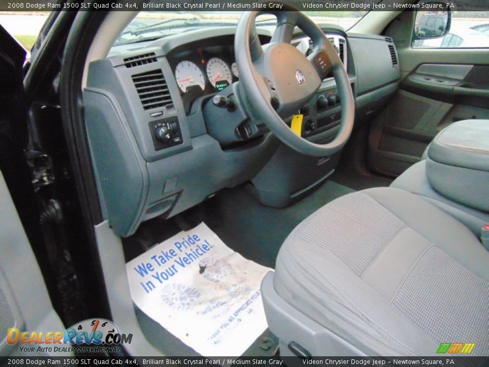2008 Dodge Ram 1500 SLT Quad Cab 4x4 Brilliant Black Crystal Pearl / Medium Slate Gray Photo #15