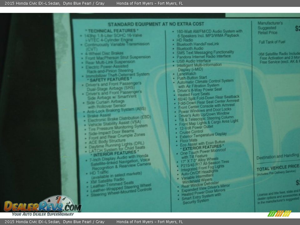 2015 Honda Civic EX-L Sedan Window Sticker Photo #7