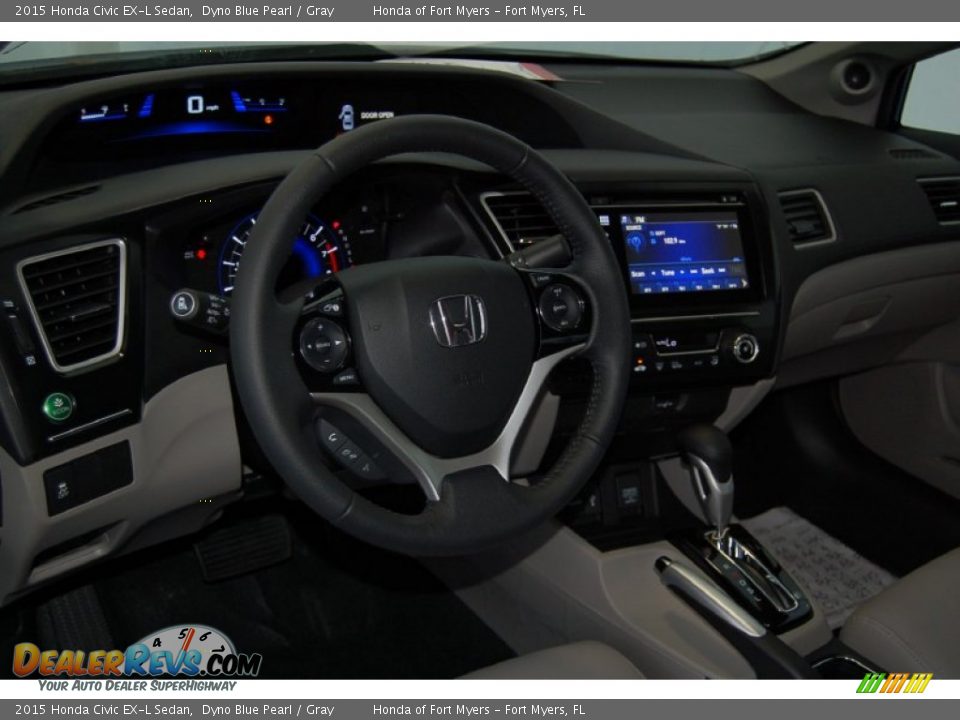 2015 Honda Civic EX-L Sedan Dyno Blue Pearl / Gray Photo #12