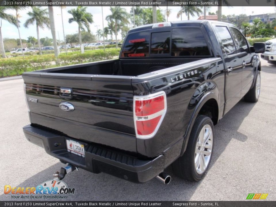 2013 Ford F150 Limited SuperCrew 4x4 Tuxedo Black Metallic / Limited Unique Red Leather Photo #6