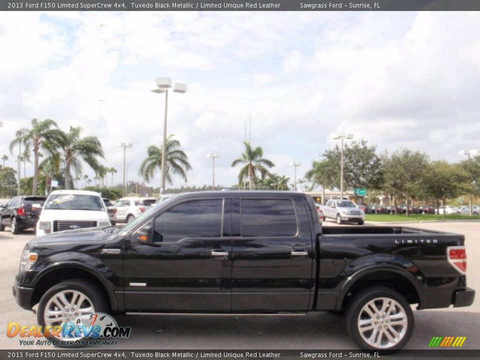 2013 Ford F150 Limited SuperCrew 4x4 Tuxedo Black Metallic / Limited Unique Red Leather Photo #12