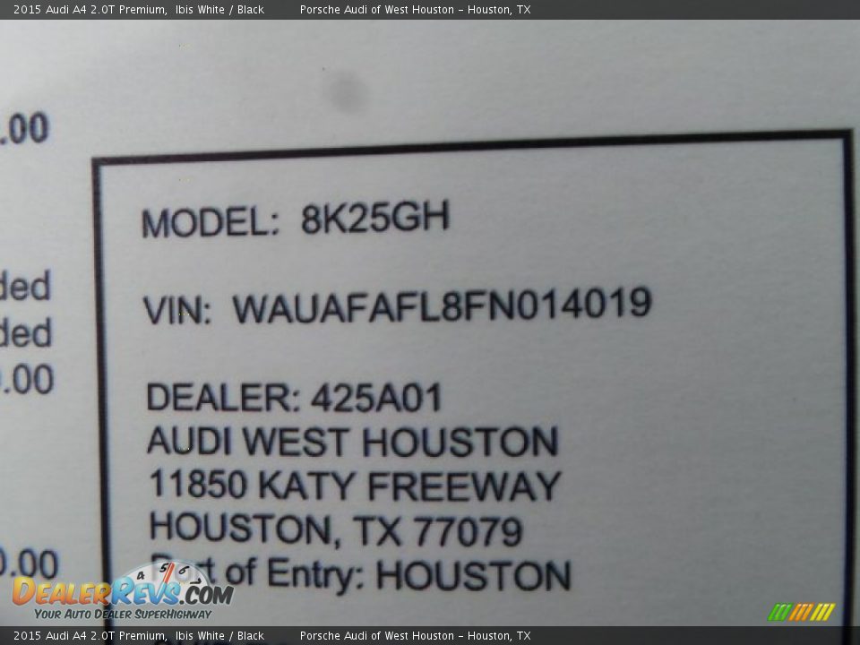 2015 Audi A4 2.0T Premium Ibis White / Black Photo #35